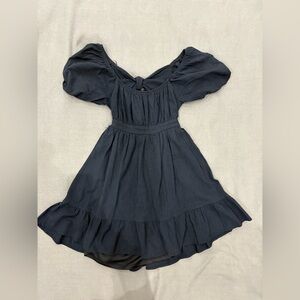 Hesperus Black Gauzy Double Lined Mini Dress